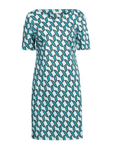 Shop Camicettasnob Woman Mini Dress Turquoise Size 10 Cotton, Elastane In Blue