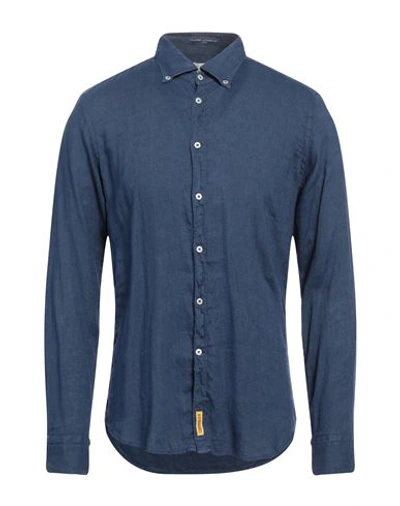 Shop B.d.baggies B. D.baggies Man Shirt Navy Blue Size S Linen