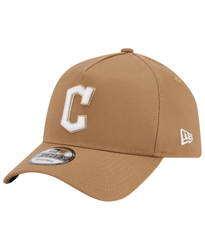 Shop New Era Men's  Khaki Cleveland Guardians A-frame 9forty Adjustable Hat