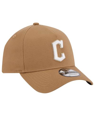 Shop New Era Men's  Khaki Cleveland Guardians A-frame 9forty Adjustable Hat