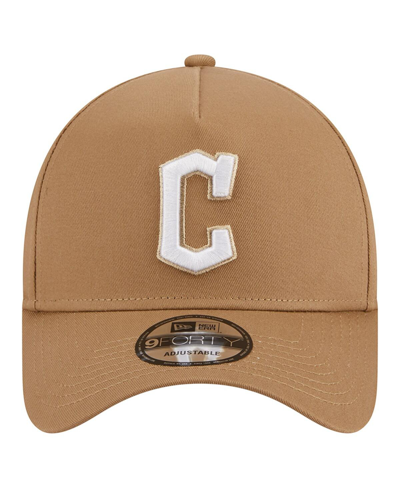 Shop New Era Men's  Khaki Cleveland Guardians A-frame 9forty Adjustable Hat