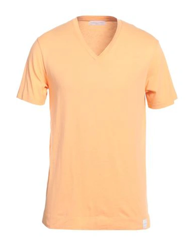 Shop Daniele Fiesoli Man T-shirt Apricot Size M Cotton In Orange