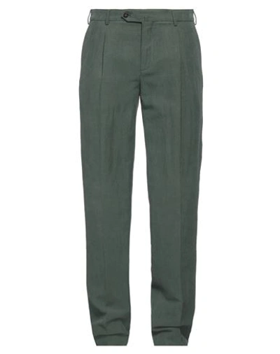 Shop Pal Zileri Man Pants Dark Green Size 38 Linen, Silk