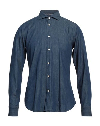 Shop Tintoria Mattei 954 Man Denim Shirt Blue Size 15 ½ Cotton