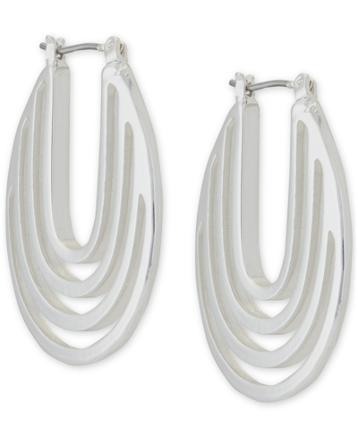 Shop Lucky Brand Silver-tone Medium Openwork Hoop Earrings