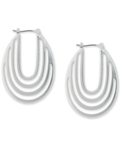 Shop Lucky Brand Silver-tone Medium Openwork Hoop Earrings