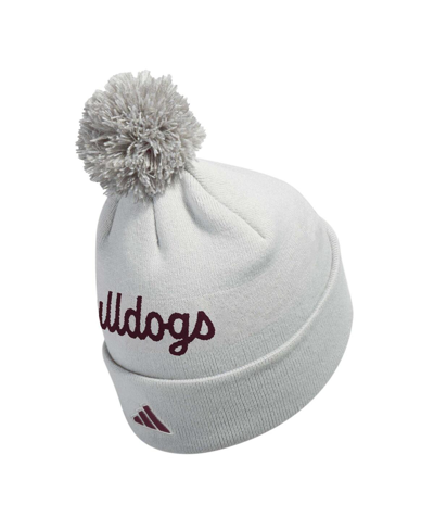 Shop Adidas Originals Men's Adidas Gray Mississippi State Bulldogs Cuffed Knit Hat With Pom