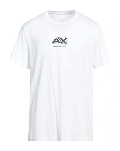 Armani Exchange Man T-shirt White Size Xxl Pima Cotton In White