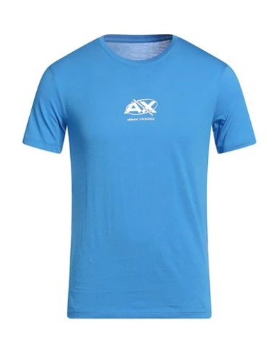 Armani Exchange Man T-shirt Azure Size Xxl Pima Cotton In Blue