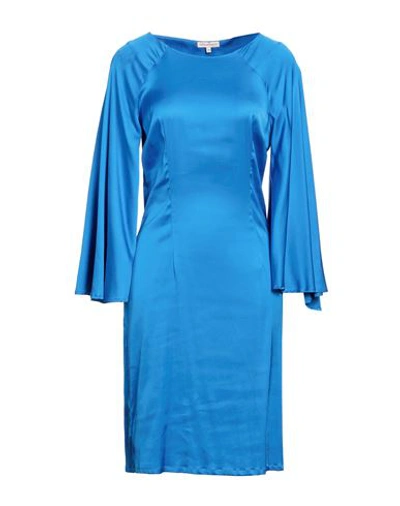 Shop Camicettasnob Woman Mini Dress Azure Size 10 Viscose, Elastane In Blue