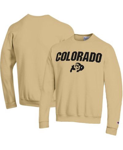Shop Champion Men's  Gold Colorado Buffaloes Straight Over Logo Powerblend Pullover Sweatshirt