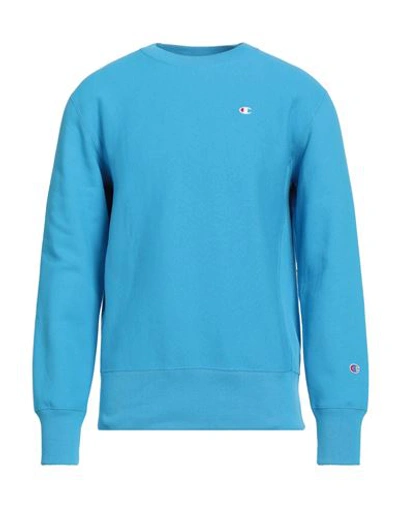 Shop Champion Reverse Weave Man Sweatshirt Azure Size Xxl Cotton In Blue