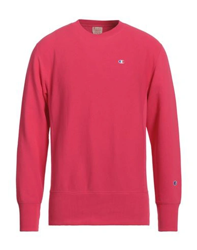 Shop Champion Reverse Weave Man Sweatshirt Fuchsia Size S Cotton In Pink