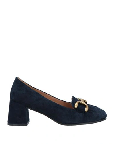 Aquarelle Woman Loafers Navy Blue Size 11 Soft Leather In Navy Blue