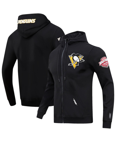 Pro Standard Black Pittsburgh Penguins Classic Chenille Full-zip Hoodie Jacket In Black