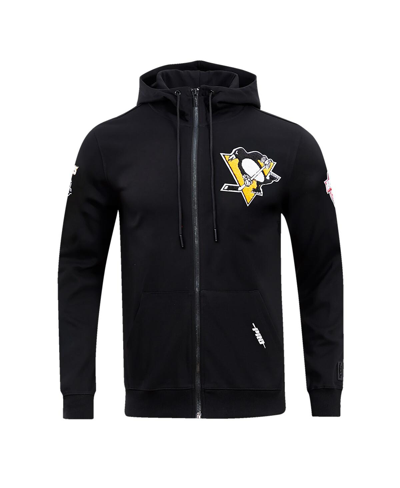Pro Standard Black Pittsburgh Penguins Classic Chenille Full-zip Hoodie Jacket In Black