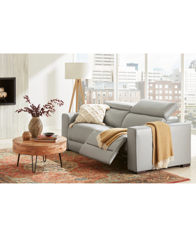 Macy's Nevio 39" Leather Power Recliner And Headrest, Created For  In Butternut