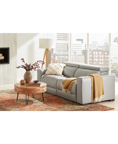 Macy's Nevio 39" Leather Power Recliner And Headrest, Created For  In Butternut