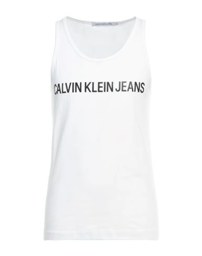 Shop Calvin Klein Jeans Est.1978 Calvin Klein Jeans Man Tank Top White Size S Cotton