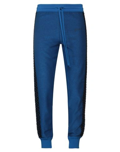 Shop Versace Man Pants Bright Blue Size 38 Cotton, Polyamide, Elastane