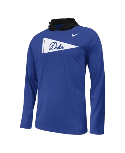 Shop Nike Big Boys  Royal Duke Blue Devils Sideline Performance Long Sleeve Hoodie T-shirt