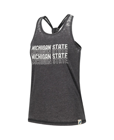 Shop League Collegiate Wear Women's  Black Michigan State Spartans Stacked Name Racerback Tank Top