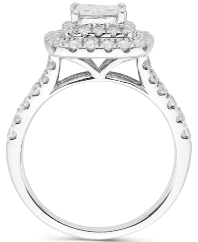 Macy's Diamond Princess Cluster Halo Ring (1-1/2 Ct. T.w.) In 14k White Gold In White Gold