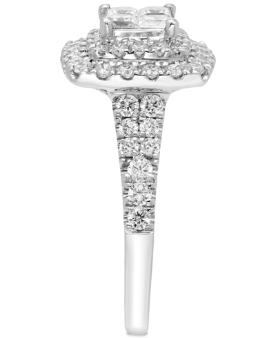 Macy's Diamond Princess Cluster Halo Ring (1-1/2 Ct. T.w.) In 14k White Gold In White Gold