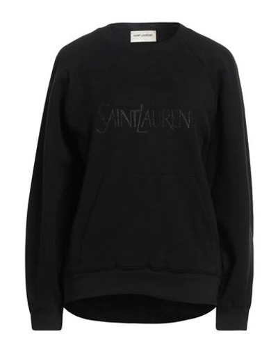Shop Saint Laurent Woman Sweatshirt Black Size M Cotton, Elastane