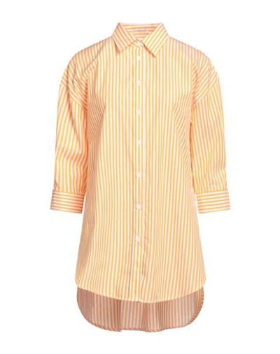 Shop Camicettasnob Woman Shirt Apricot Size 8 Cotton In Orange