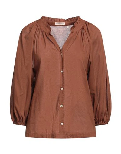 Shop Camicettasnob Woman Shirt Brown Size 10 Cotton