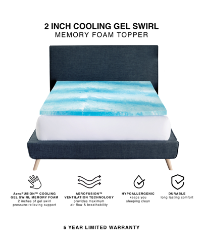 Prosleep Cooling Gel Swirl 2" Memory Foam Mattress Topper, California King In White,blue