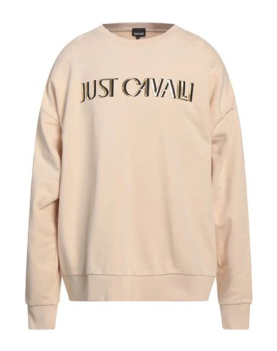 Shop Just Cavalli Man Sweatshirt Beige Size L Cotton, Elastane