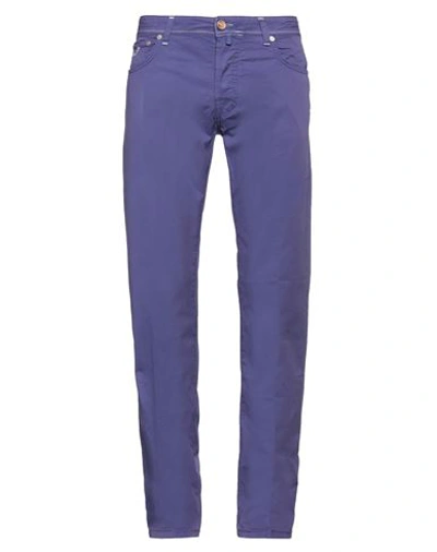 Shop Jacob Cohёn Man Pants Purple Size 35 Cotton, Elastane