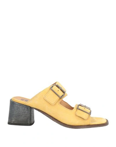 Shop Moma Woman Sandals Mustard Size 8 Leather In Yellow