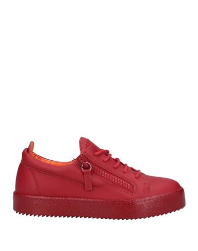 Shop Giuseppe Zanotti Woman Sneakers Red Size 8 Soft Leather