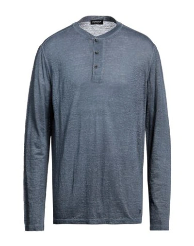 Shop Dondup Man T-shirt Slate Blue Size L Linen