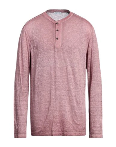 Shop Dondup Man T-shirt Pastel Pink Size L Linen