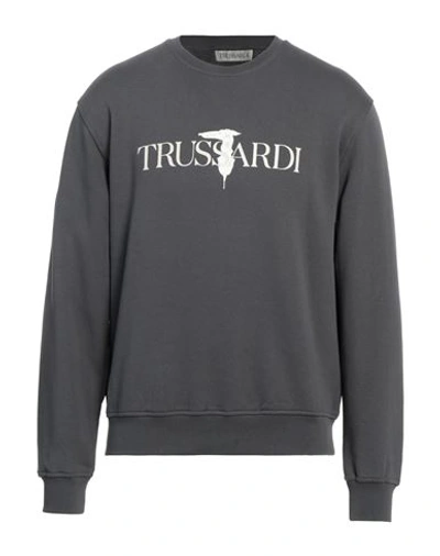 Shop Trussardi Man Sweatshirt Lead Size Xxl Cotton, Elastane In Grey
