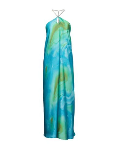 Shop Siste's Woman Midi Dress Turquoise Size L Polyester In Blue