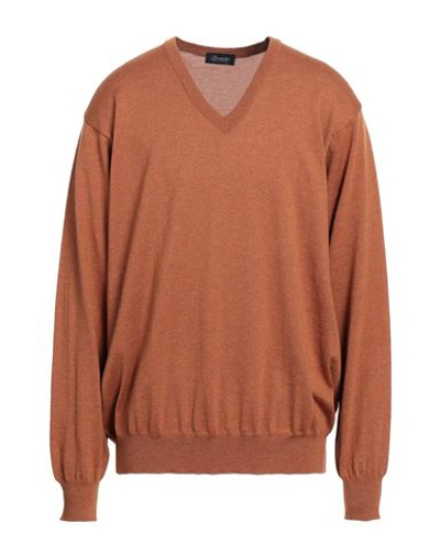 Shop Drumohr Man Sweater Rust Size 36 Merino Wool In Red