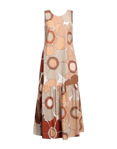 Shop Camicettasnob Woman Maxi Dress Light Brown Size 10 Cotton, Elastane In Beige