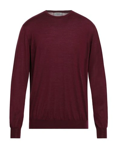 Shop Ferrante Man Sweater Burgundy Size 46 Wool, Silk In Red
