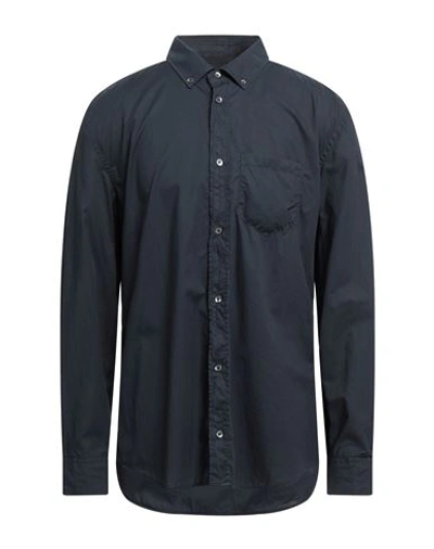 Shop Dondup Man Shirt Midnight Blue Size Xxl Cotton