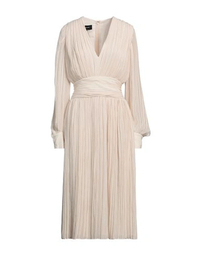 Shop Rochas Woman Midi Dress Beige Size 6 Polyester