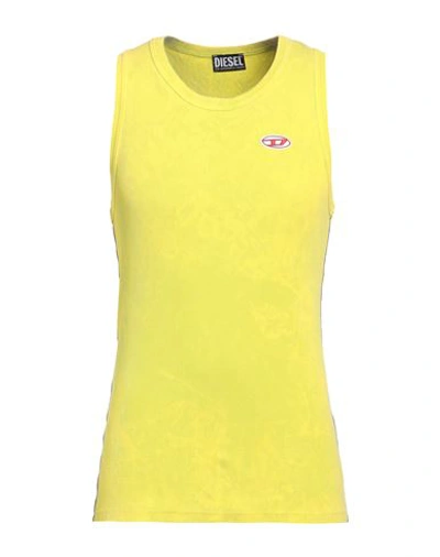 Diesel Man Tank Top Acid Green Size Xl Cotton, Elastane In Green