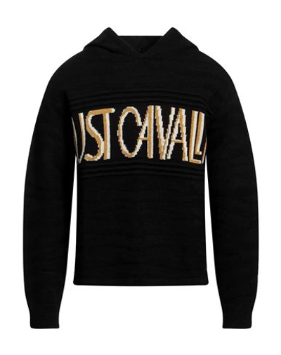 Shop Just Cavalli Man Sweater Black Size Xxl Synthetic Fibers, Acrylic, Cotton, Wool, Elastane