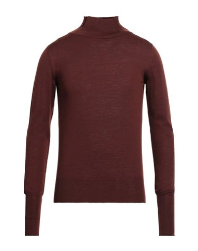 Shop Svevo Man Turtleneck Cocoa Size 42 Wool In Brown