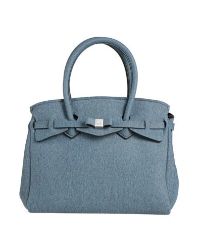 Shop Save My Bag Woman Handbag Pastel Blue Size - Polyamide, Elastane