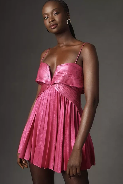 Shop Acler Finnegan Pleated Mini Dress In Pink